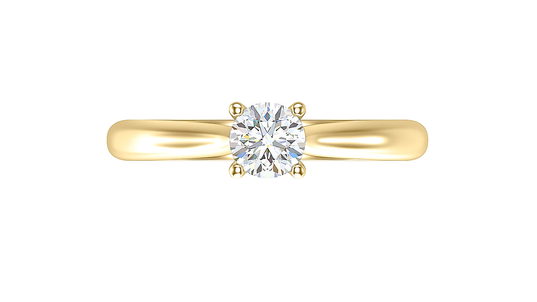 Round cut solitaire diamond 14K white gold ring