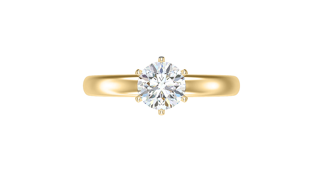 Round cut solitaire diamond 14K white gold ring