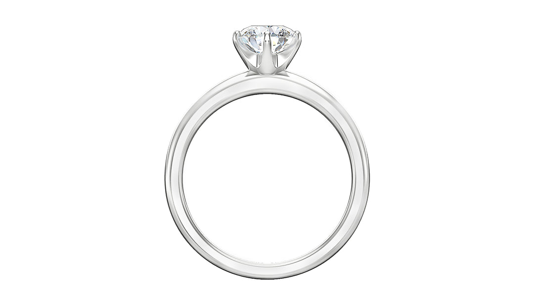 Round cut solitaire diamond 14K white gold ring