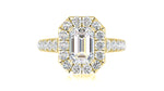 Load image into Gallery viewer, Emerald cut diamond Halo 14K White Gold Engagement Ring
