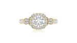 Load image into Gallery viewer, Round-shaped diamond halo pave 14K white gold engagement ring
