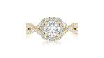 Load image into Gallery viewer, Round-shaped diamond halo 14K white gold engagement ring
