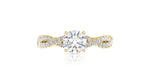 Load image into Gallery viewer, Round cut diamond solitaire pave 14K white gold ring
