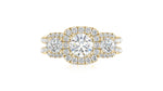 Load image into Gallery viewer, Round cut diamond halo pave 14K white gold ring
